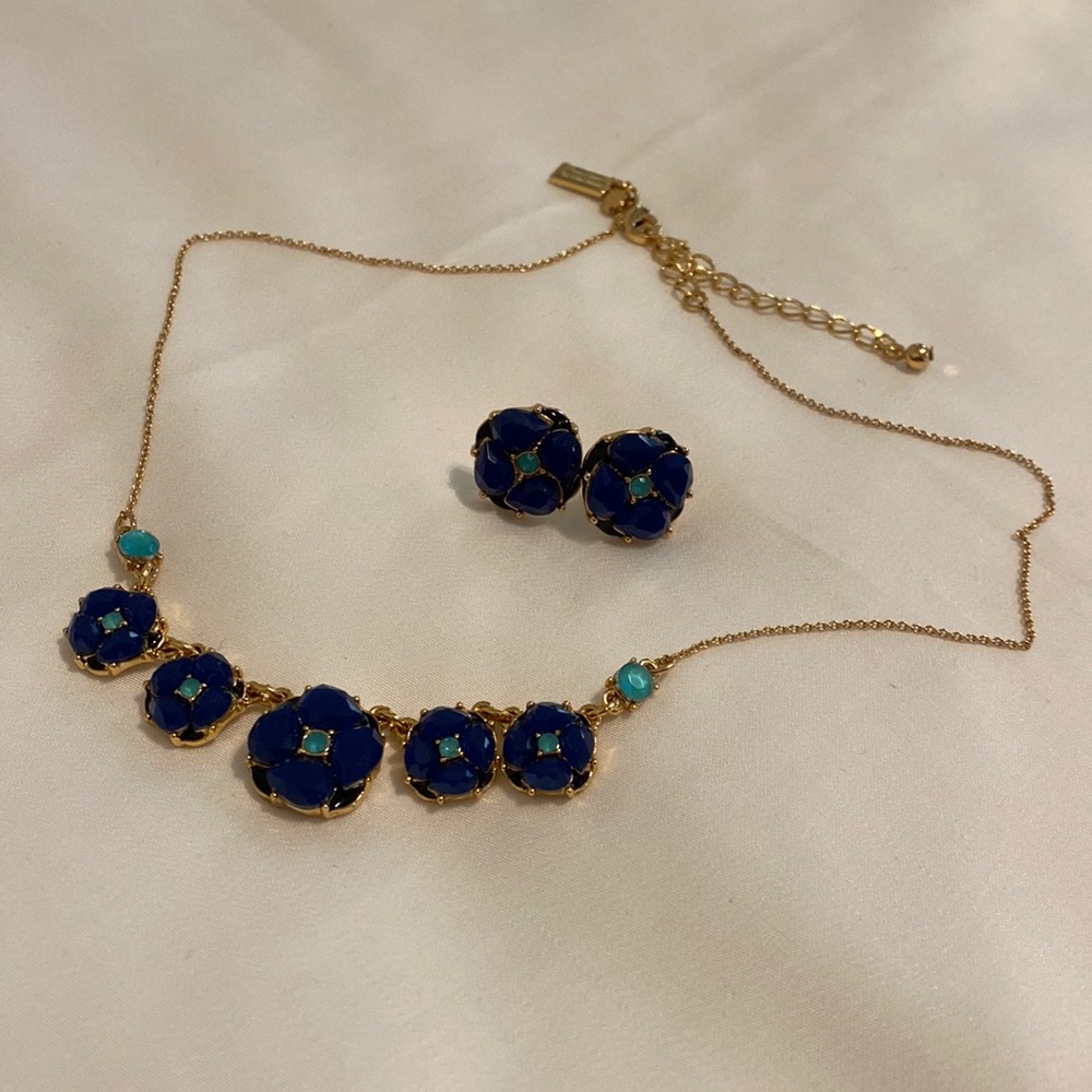 Kate Spade blue necklace and earrings set